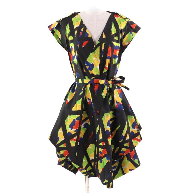 極美品△132 5. ISSEY MIYAKE 132 5. イッセイミヤケ IL31FH809 総柄 立体シルエット ノースリーブ ワンピース 黒 マルチカラー 3 正規品
