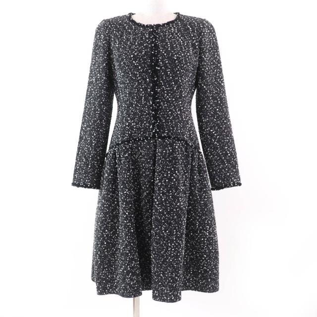 Curensology ドットエンパイアラインワンピース ブラック×ホワイト