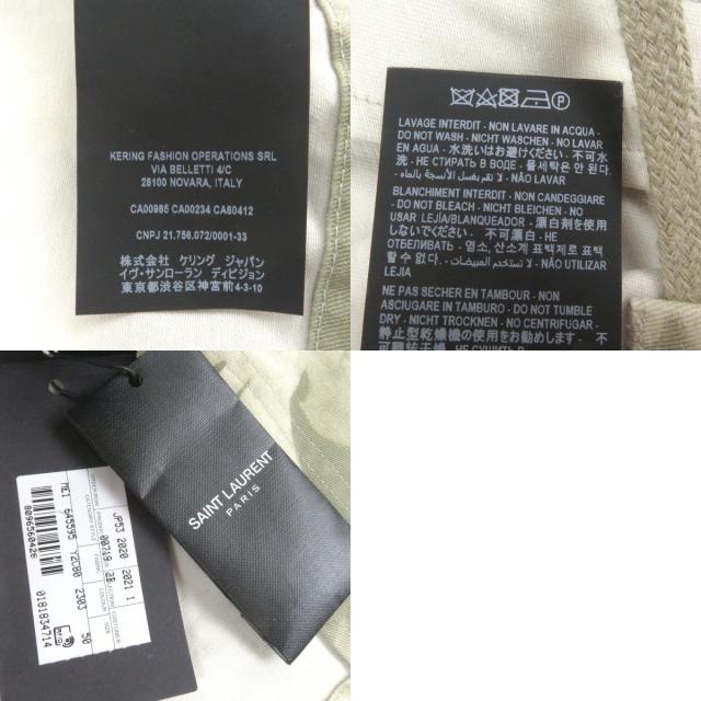 極美品□SAINT LAURENT PARIS サンローランパリ 2020年製 645595 リーフプリント フーデッド モッズコート カーキ 50 イタリア製 正規品_9