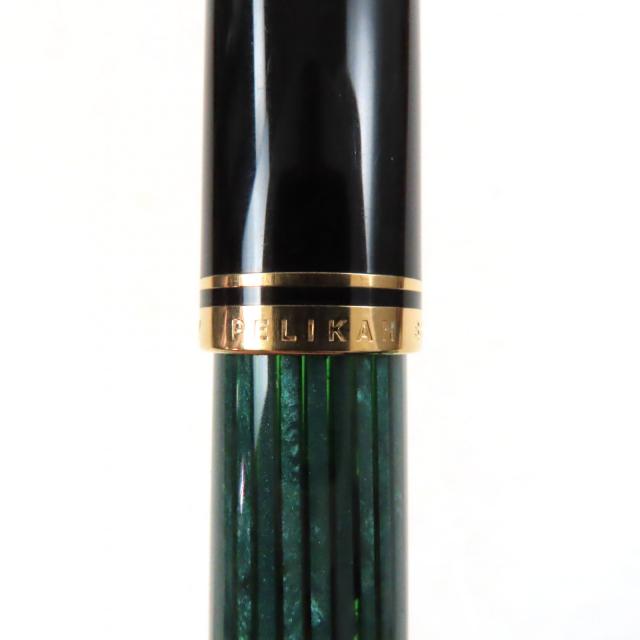 美品▼PERIKAN ペリカン M400 スーベレーン 14K Fニブ ストライプ柄 ロゴ刻印入り 万年筆 グリーン ブラック ゴールド ドイツ製 メンズ_6