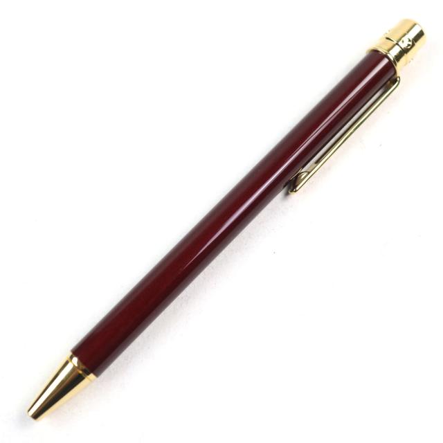 極美品○Cartier カルティエ サントス ドゥ カルティエ ロゴ刻印 ツイスト式 ボールペン ボルドー ゴールド ケース付き 筆記確認済み_2