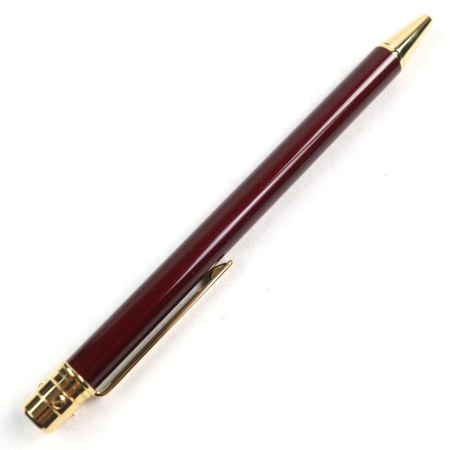 極美品○Cartier カルティエ サントス ドゥ カルティエ ロゴ刻印 ツイスト式 ボールペン ボルドー ゴールド ケース付き 筆記確認済み_3