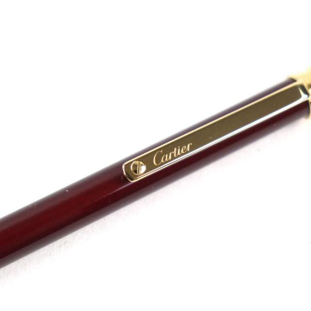 極美品○Cartier カルティエ サントス ドゥ カルティエ ロゴ刻印 ツイスト式 ボールペン ボルドー ゴールド ケース付き 筆記確認済み_6