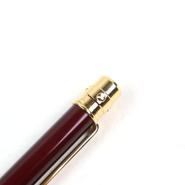 極美品○Cartier カルティエ サントス ドゥ カルティエ ロゴ刻印 ツイスト式 ボールペン ボルドー ゴールド ケース付き 筆記確認済み_7