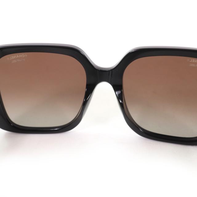 極美品☆CHANEL シャネル 5532-A スクエア シェイプ アイウェア 現行品 ココマーク サングラス ブラック 54□19 140 デモレンズ 伊製_5