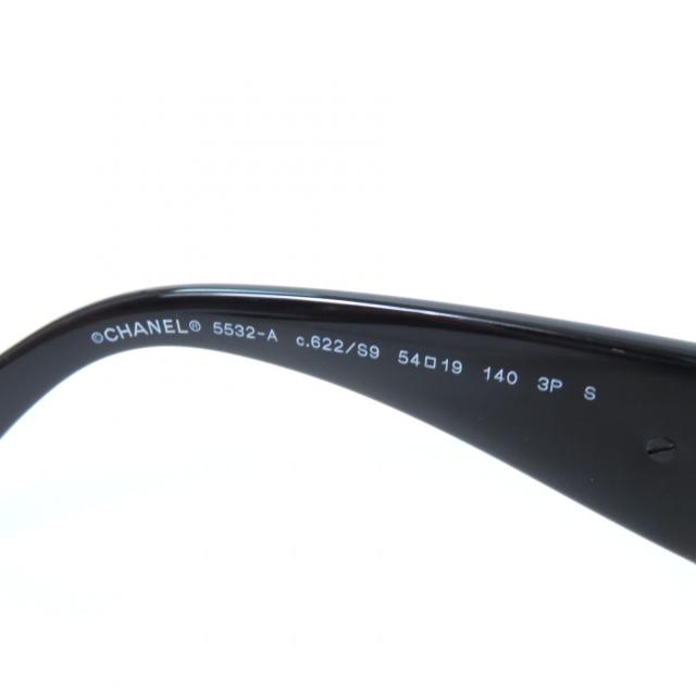 極美品☆CHANEL シャネル 5532-A スクエア シェイプ アイウェア 現行品 ココマーク サングラス ブラック 54□19 140 デモレンズ 伊製_8