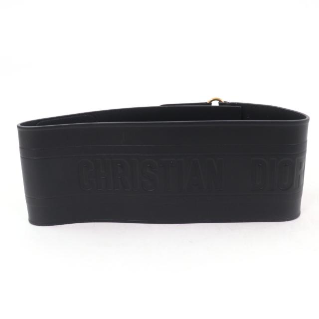 極美品☆Christian Dior クリスチャンディオール D-WAIST マキシ ダブルゴールドバックル レザー ベルト ブラック ゴールド金具 70