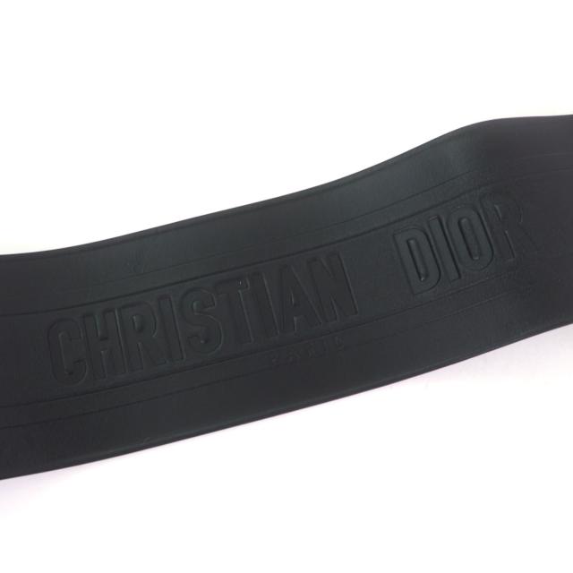 極美品☆Christian Dior クリスチャンディオール D-WAIST マキシ ダブルゴールドバックル レザー ベルト ブラック ゴールド金具 70
