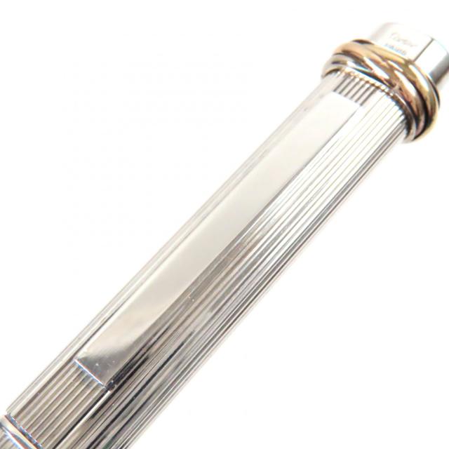 美品▼Cartier カルティエ ヴィンテージ トリニティ ストライプ柄 キャップ式 ボールペン メタルシルバー 箱・ケース付き フランス製_4