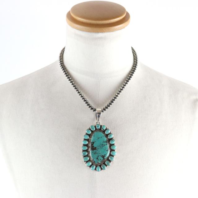 美品○Navajo ナバホ ターコイズ 925 ナバホ族 GJ ハンドメイド ビーズ