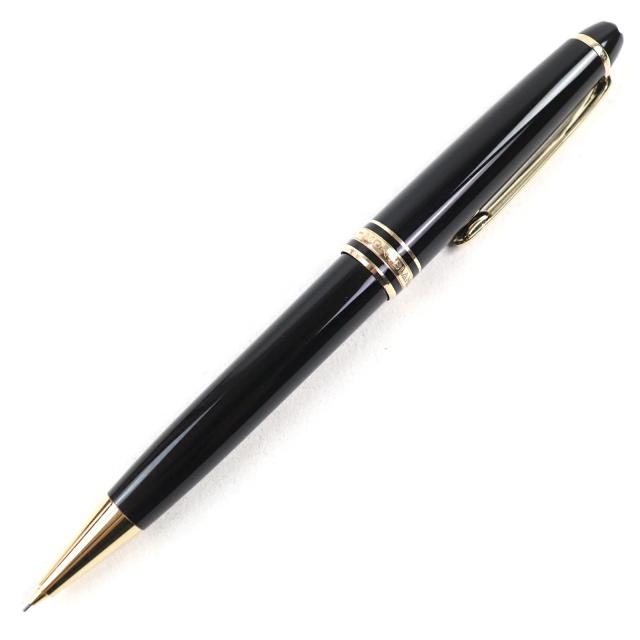 美品○MONTBLANC モンブラン マイスターシュテュック ロゴ刻印 ホワイトスター ツイスト式 シャープペンシル ブラック ゴールド ドイツ製