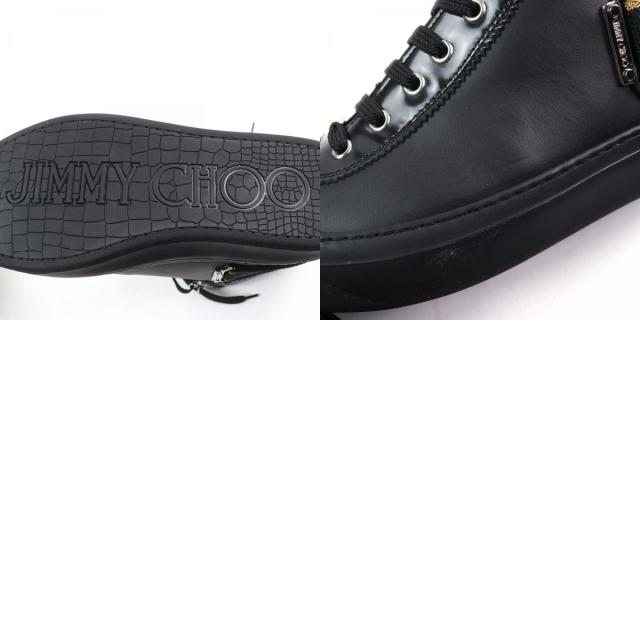 極美品○JIMMY CHOO ジミーチュウ Argyle Strap Trainer レザー ロゴ入り ストラップ付 ミッドスニーカー ハイカットスニーカー41 メンズ_9