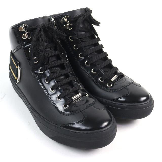 極美品○JIMMY CHOO ジミーチュウ Argyle Strap Trainer レザー ロゴ入り ストラップ付 ミッドスニーカー ハイカットスニーカー41 メンズ_2
