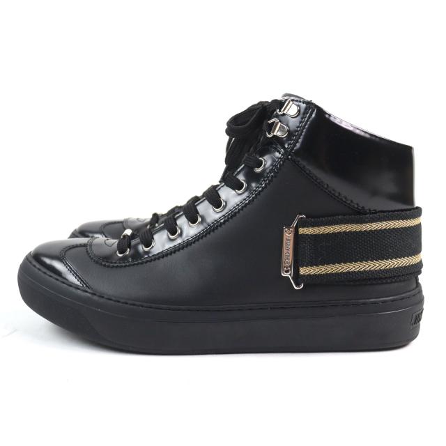 極美品○JIMMY CHOO ジミーチュウ Argyle Strap Trainer レザー ロゴ入り ストラップ付 ミッドスニーカー ハイカットスニーカー41 メンズ_3