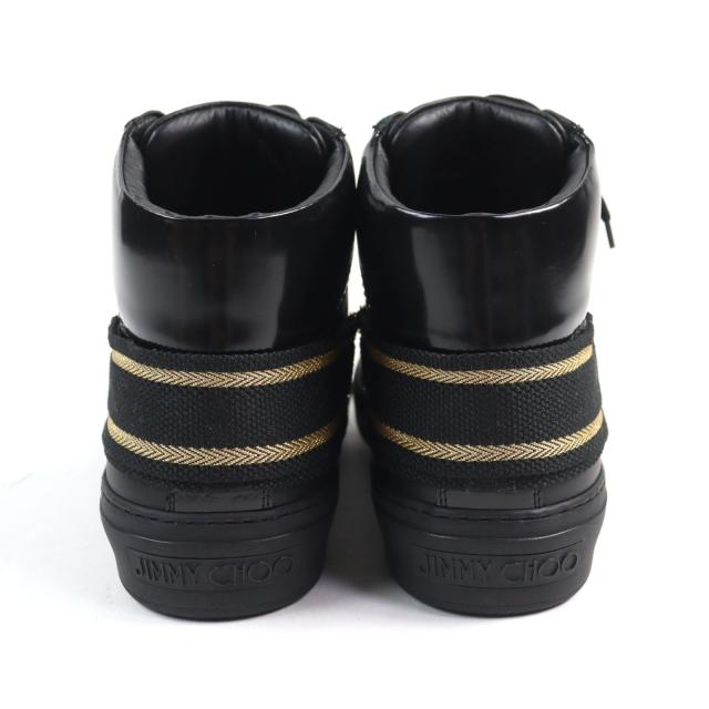 極美品○JIMMY CHOO ジミーチュウ Argyle Strap Trainer レザー ロゴ入り ストラップ付 ミッドスニーカー ハイカットスニーカー41 メンズ_6