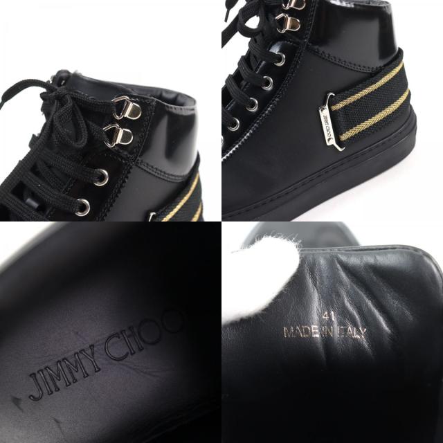 極美品○JIMMY CHOO ジミーチュウ Argyle Strap Trainer レザー ロゴ入り ストラップ付 ミッドスニーカー ハイカットスニーカー41 メンズ_8