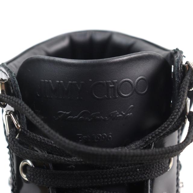 極美品○JIMMY CHOO ジミーチュウ Argyle Strap Trainer レザー ロゴ入り ストラップ付 ミッドスニーカー ハイカットスニーカー41 メンズ_7