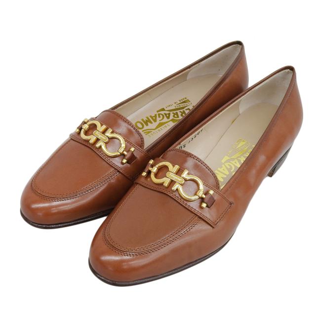 ブラウンレザー ローファー ゴールド金具