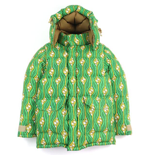 極美品○GUCCI×THE NORTH FACE グッチ×ザ・ノースフェイス 21SS 648858 インターロッキングG総柄 ダウンジャケット XS 正規品 メンズ