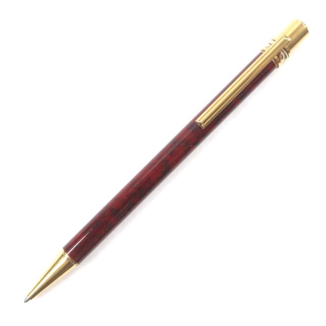 良品▼Cartier カルティエ トリニティ マーブル柄 ロゴ刻印入り ツイスト式 ボールペン レッド ゴールド フランス製 メンズ 筆記確認済み