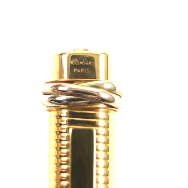 良品▼Cartier カルティエ トリニティ ヴィンテージ ボーダー柄 キャップ式 ボールペン ゴールド フランス製 Cartier（カルティエ） 極美品▽Cartier ヴィンテージ トリニティ