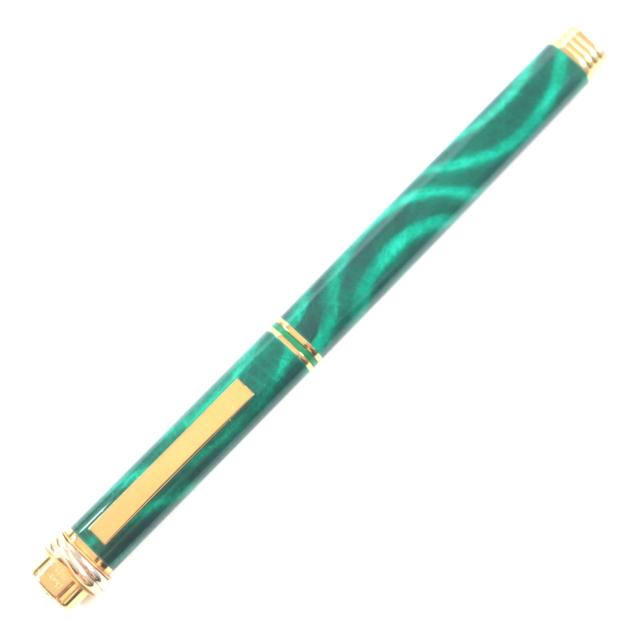 美品▼カルティエ ヴィンテージ マラカイト トリニティ ドゥ カルティエ 超希少 マーブル柄 キャップ式 ボールペン グリーン 筆記確認済_1
