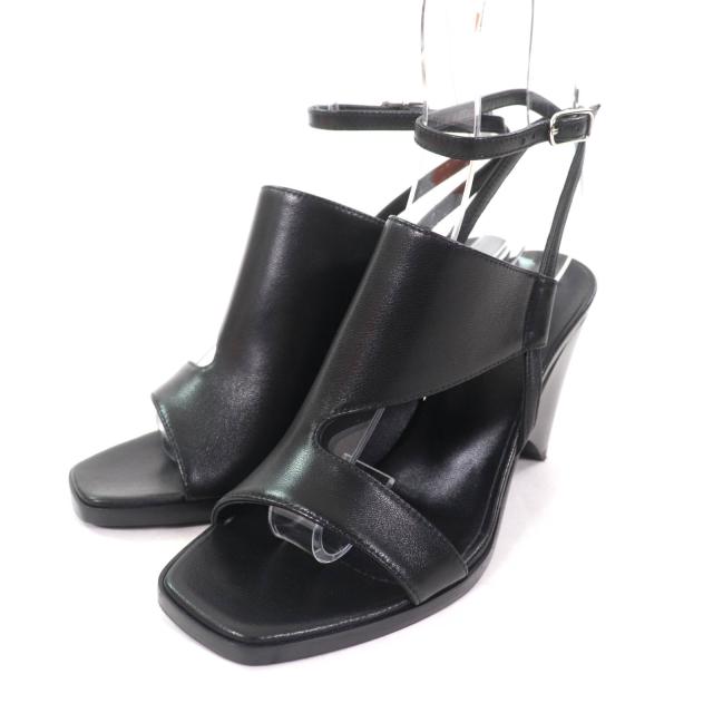 未使用品★HERMES エルメス 2024年製 アンコニュ85 アンクルストラップ レザー サンダル ブラック 35 箱・保存袋付き 伊製 定価158400円