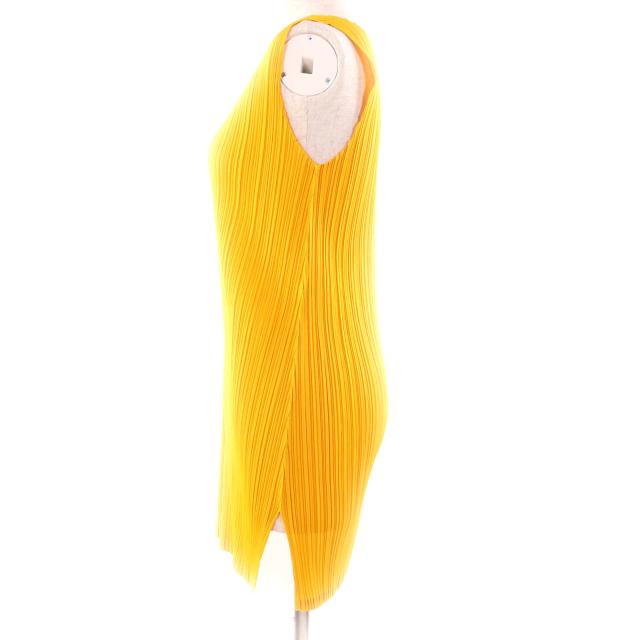 極美品★PLEATS PLEASE プリーツプリーズ イッセイミヤケ PP51-JT207 ノースリーブ チュニック ワンピース イエロー 3 日本製 正規品_1