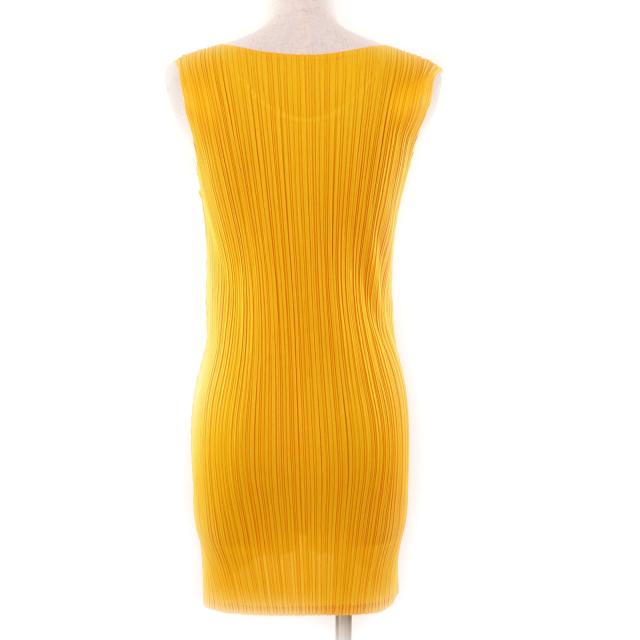 極美品★PLEATS PLEASE プリーツプリーズ イッセイミヤケ PP51-JT207 ノースリーブ チュニック ワンピース イエロー 3 日本製 正規品_2