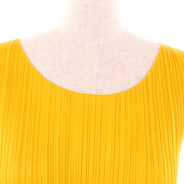極美品★PLEATS PLEASE プリーツプリーズ イッセイミヤケ PP51-JT207 ノースリーブ チュニック ワンピース イエロー 3 日本製 正規品_3