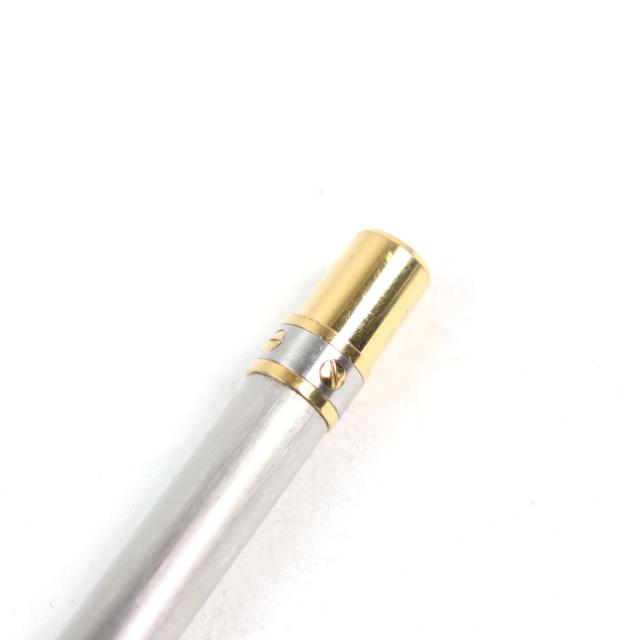 良品○Cartier カルティエ サントス ドゥ カルティエ ロゴ刻印 ツイスト式 ブルーインク ボールペン シルバー ゴールド 筆記確認済み_5