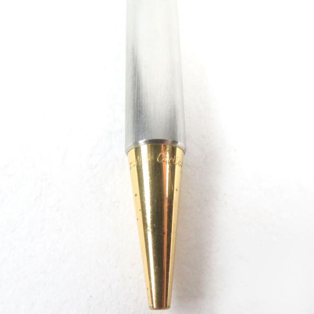 良品○Cartier カルティエ サントス ドゥ カルティエ ロゴ刻印 ツイスト式 ブルーインク ボールペン シルバー ゴールド 筆記確認済み_6