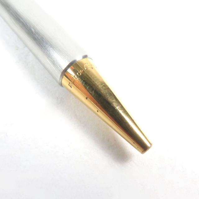 良品○Cartier カルティエ サントス ドゥ カルティエ ロゴ刻印 ツイスト式 ブルーインク ボールペン シルバー ゴールド 筆記確認済み_7