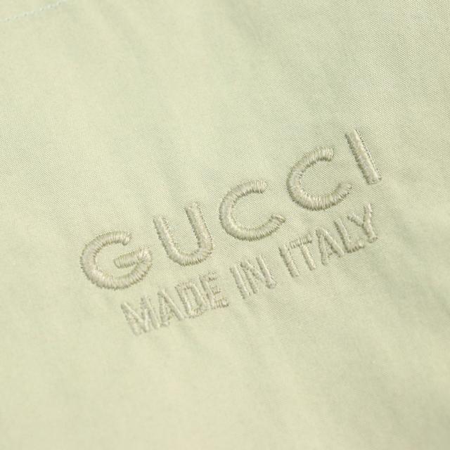 極美品○GUCCI グッチ 24SS 762164 コットン100% ロゴ刺繍 ボタンダウン ポケット付き 長袖シャツ カーキ 52 イタリア製 正規品 メンズ_5