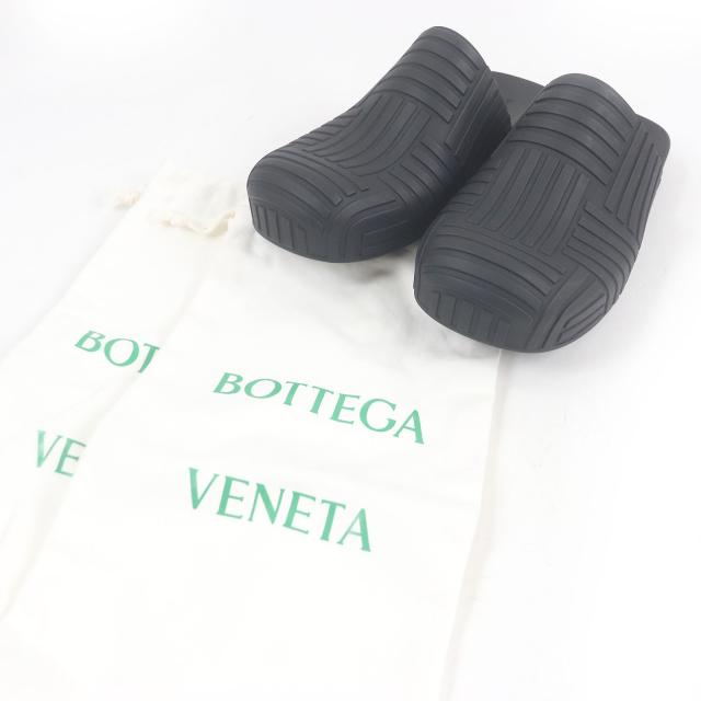 未使用品□BOTTEGAVENETA ボッテガヴェネタ 690104 SLIDER SANDAL ラバー イントレチャート スライダーサンダル ブラック 42 イタリア製_1
