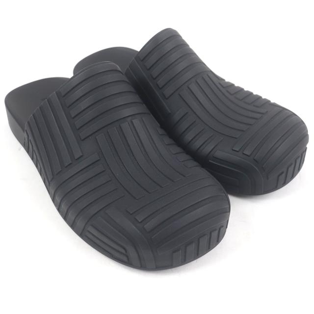 未使用品□BOTTEGAVENETA ボッテガヴェネタ 690104 SLIDER SANDAL ラバー イントレチャート スライダーサンダル ブラック 42 イタリア製_2