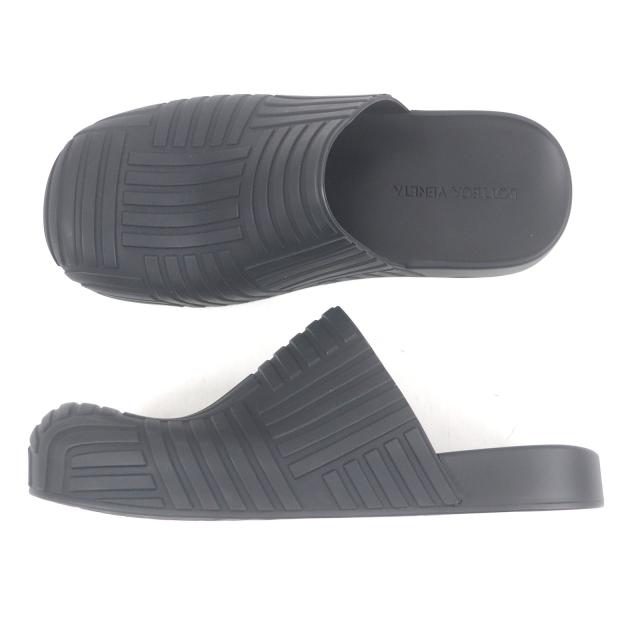 未使用品□BOTTEGAVENETA ボッテガヴェネタ 690104 SLIDER SANDAL ラバー イントレチャート スライダーサンダル ブラック 42 イタリア製_3
