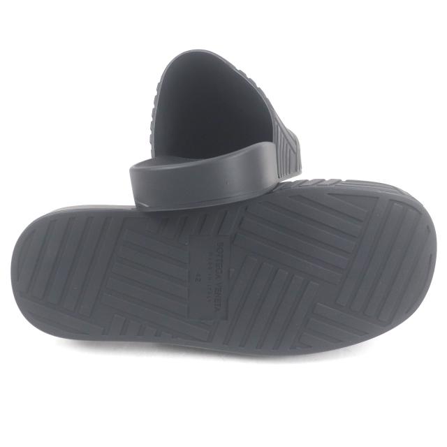 未使用品□BOTTEGAVENETA ボッテガヴェネタ 690104 SLIDER SANDAL ラバー イントレチャート スライダーサンダル ブラック 42 イタリア製_4