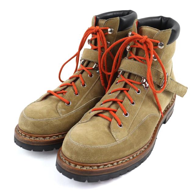 エルメス トレッキングブーツ 良品○HERMES エルメス ハイキング スウェードレザー ロゴレザーパッチ