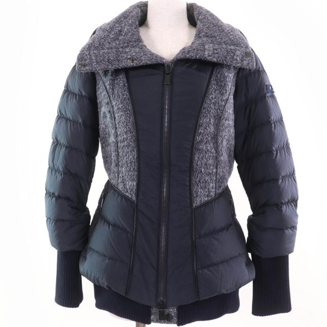 美品☆TATRAS タトラス LTL17A4106 Rライン ウール 切替デザイン ZIP UP ダウンコート ネイビー S 正規品 レディース