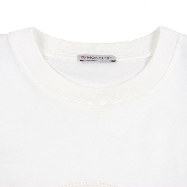 未使用品▼MONCLER モンクレール 2022年製 フロントロゴ刺繍 クルーネック ショートスリーブ 半袖Ｔシャツ ホワイト M 正規品 メンズ_1