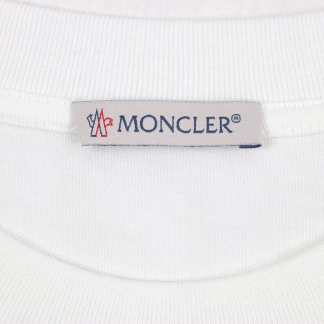 未使用品▼MONCLER モンクレール 2022年製 フロントロゴ刺繍 クルーネック ショートスリーブ 半袖Ｔシャツ ホワイト M 正規品 メンズ_4
