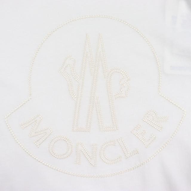 未使用品▼MONCLER モンクレール 2022年製 フロントロゴ刺繍 クルーネック ショートスリーブ 半袖Ｔシャツ ホワイト M 正規品 メンズ_3