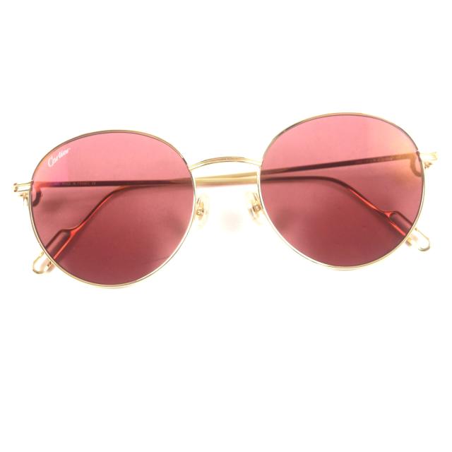 極美品▼カルティエ CT0249S 003 シグネチャー C ドゥ カルティエ ボストン サングラス ゴールド 53□20 145 デモレンズ 箱・ケース付き