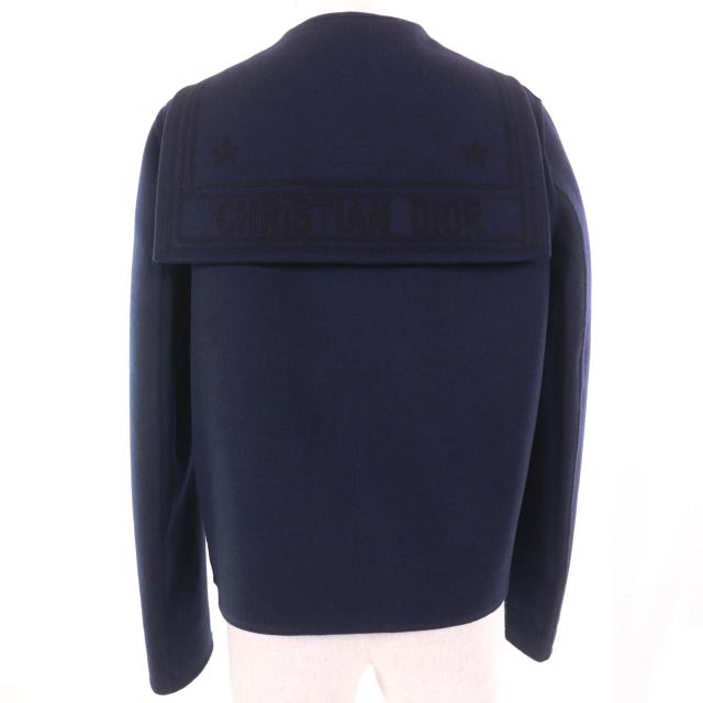 極美品☆Christian Dior クリスチャンディオール 2R0C48X1116 ウール ラビット混 セーラーカラー ジャケット ネイビー 40 正規品_2