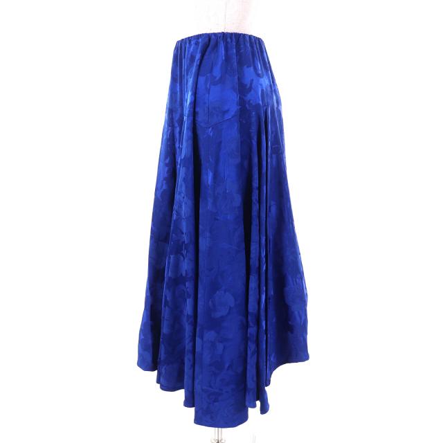 極美品△BALENCIAGA バレンシアガ 2020年製 625534 花柄 フローラル ロング フレアスカート ブルー 36 イタリア製 正規品 レディース_1