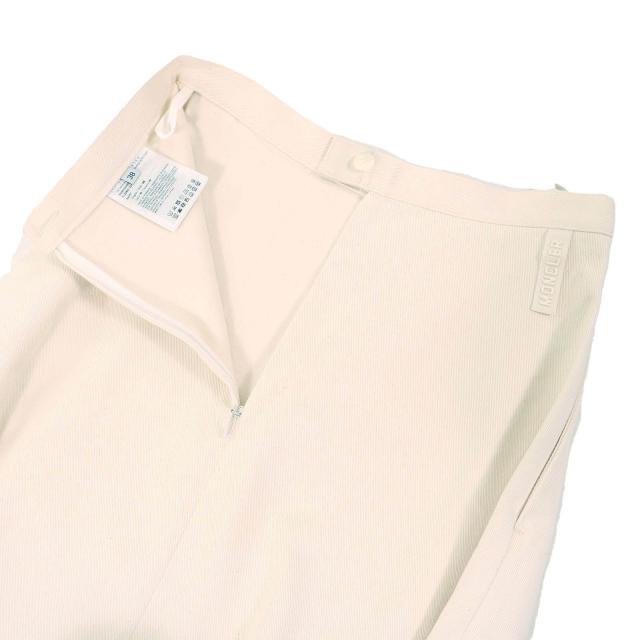 極美品△MONCLER モンクレール 23SS I10932D00016 SKIRT コットン100％ ロゴ バックジップ ロング フレアスカート アイボリー 38 正規品_3