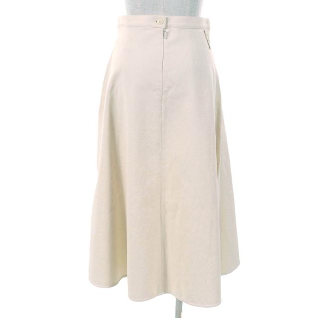 極美品△MONCLER モンクレール 23SS I10932D00016 SKIRT コットン100％ ロゴ バックジップ ロング フレアスカート アイボリー 38 正規品_4
