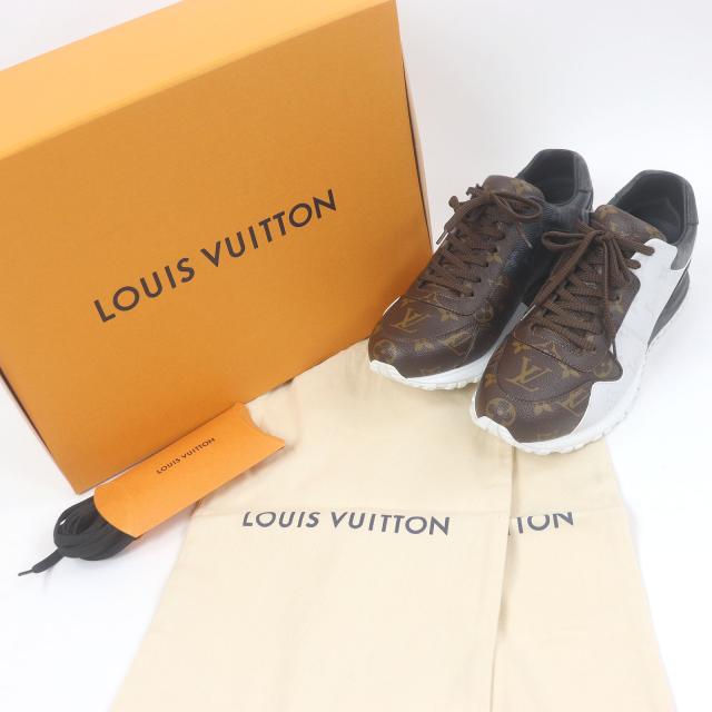 極美品□LOUIS VUITTON ルイヴィトン 2021年製 LV ランアウェイ・ライン レザー ローカットスニーカー 白 茶 黒 7 イタリア製 メンズ