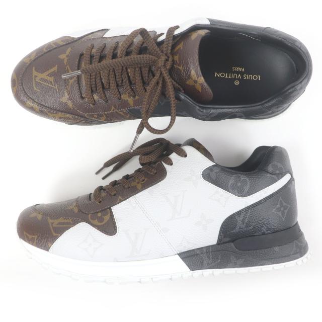 極美品□LOUIS VUITTON ルイヴィトン 2021年製 LV ランアウェイ・ライン レザー ローカットスニーカー 白 茶 黒 7 イタリア製 メンズ